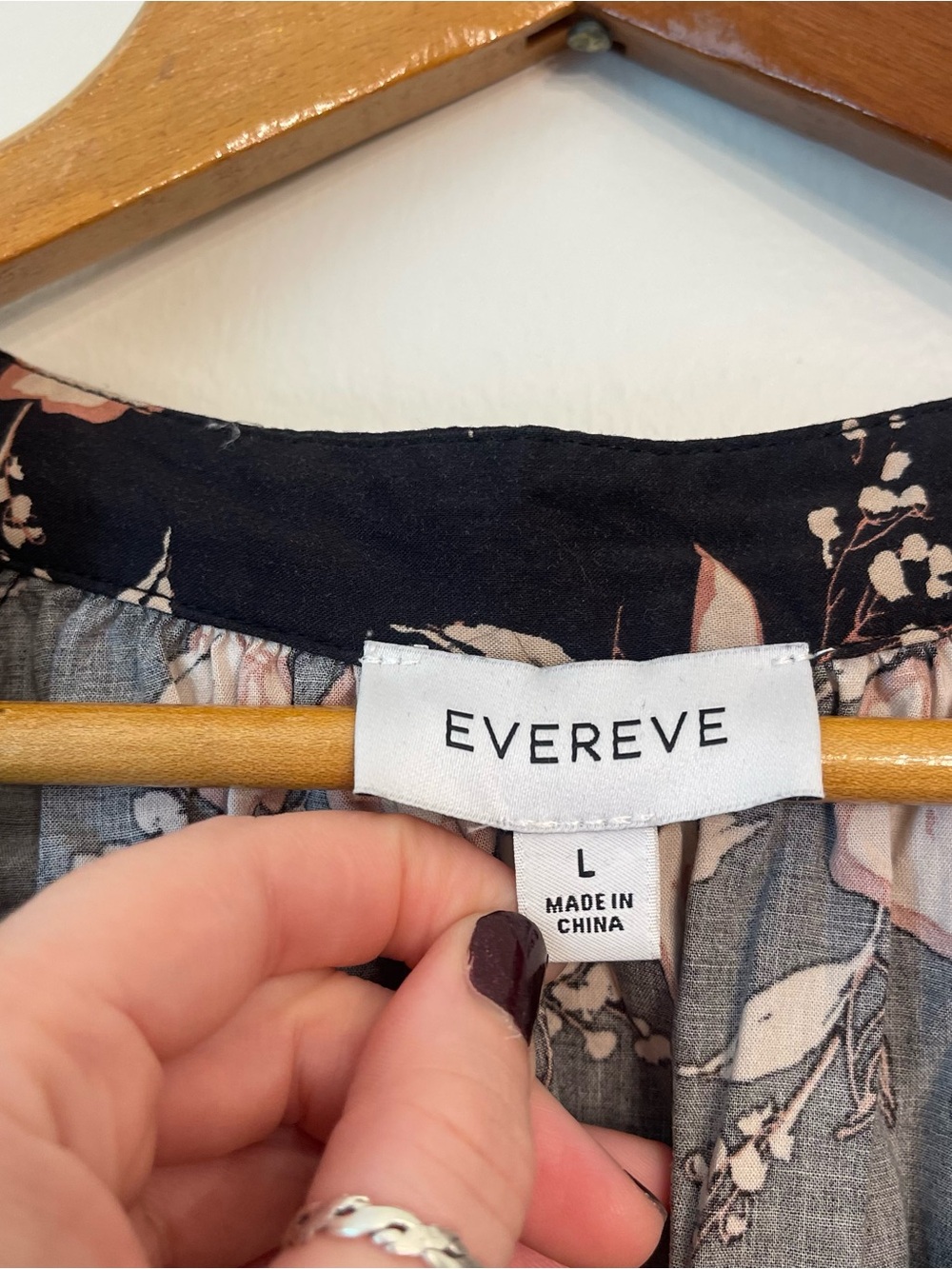 Evereve floral popover blouse 3/4 sleeves cotton and rayon size large - Picture 6 of 8